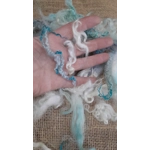 Mixed breeds curly wool, "Winter Wonderland" blue white silver cream grey10g