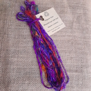 sari silk yarn, yarn, silk yarn, recycled yarn, wet felting, nuno felting