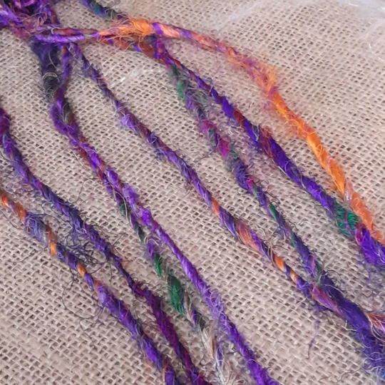 sari silk yarn, yarn, silk yarn, recycled yarn, wet felting, nuno felting