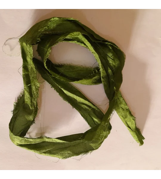 moss green ribbon, sari silk, sari silk ribbon, moss green silk , wet felting