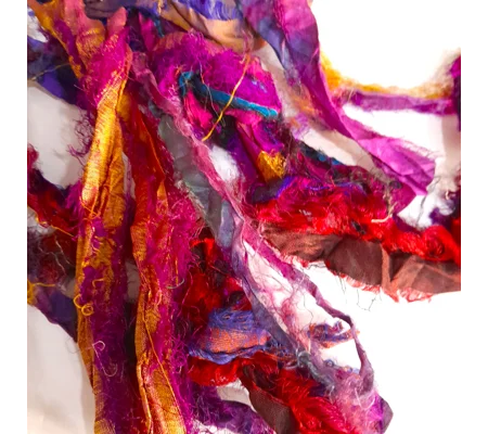 Jewels - Recycled Sari Silk Ribbon remnants, pieces total 1 meter, multicolours