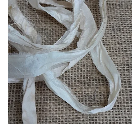 Recycled Sari Silk Ribbon 1 meter undyed and natural