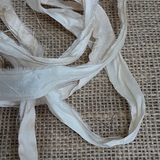 natural silk, sari silk, sari silk ribbon, silk ribbon, sari natural, natural colour silk ribbon