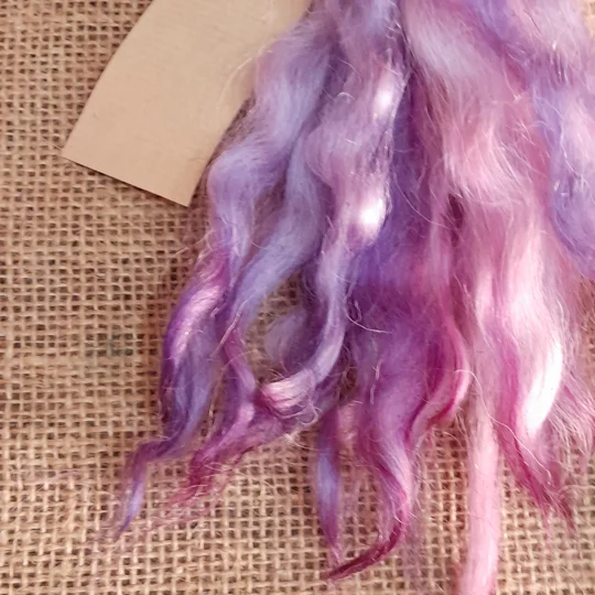 Berries Purple and Pink Mix White Faced Dartmoor wool locks 10g for needle felting and doll hair
