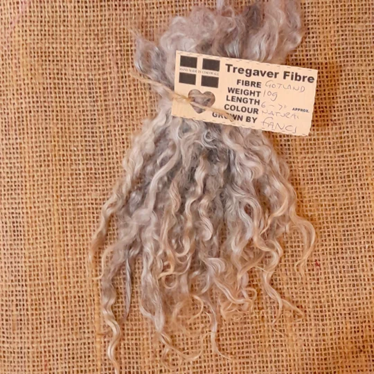 Silver and Grey gotland lambs locks, 10g bunch for needle felting and doll hair