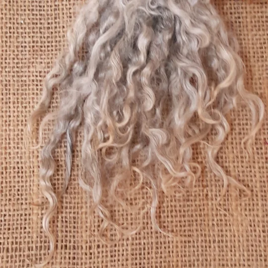 Silver and Grey gotland lambs locks, 10g bunch for needle felting and doll hair