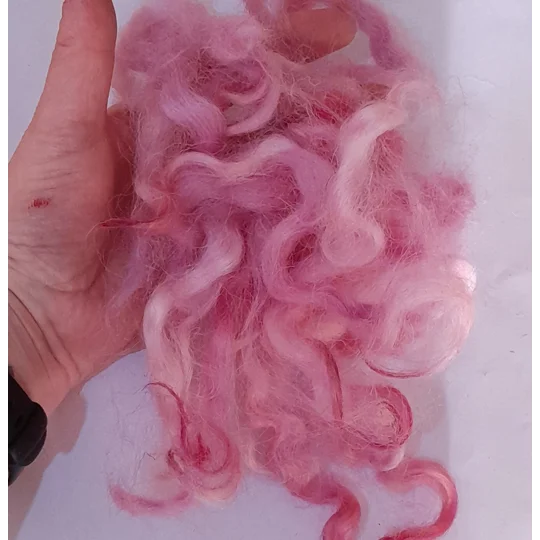 curly pink wool, pink curly wool, pink curls, rare sheep breed wool, non slaughter wool, needle felting wool, wet felting wool