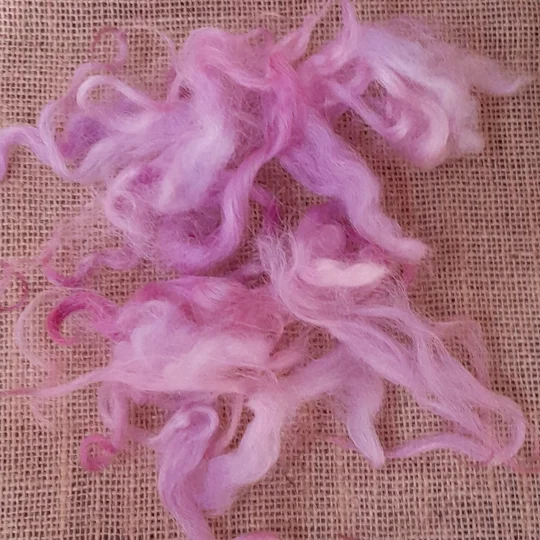 Pink Mallow valais blacknose loose curly wool and locks, 10g, curly wool for needle felting