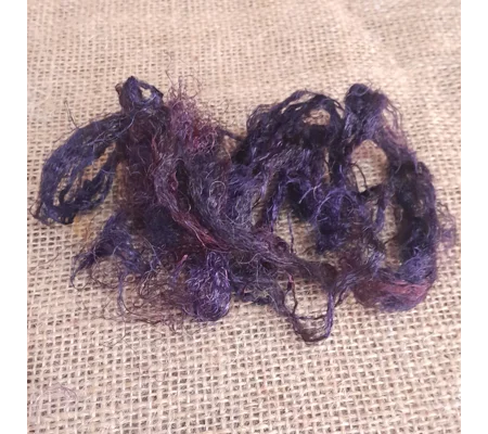 Silk Throwster Waste Hand Dyed in Dark Plum tones 10g