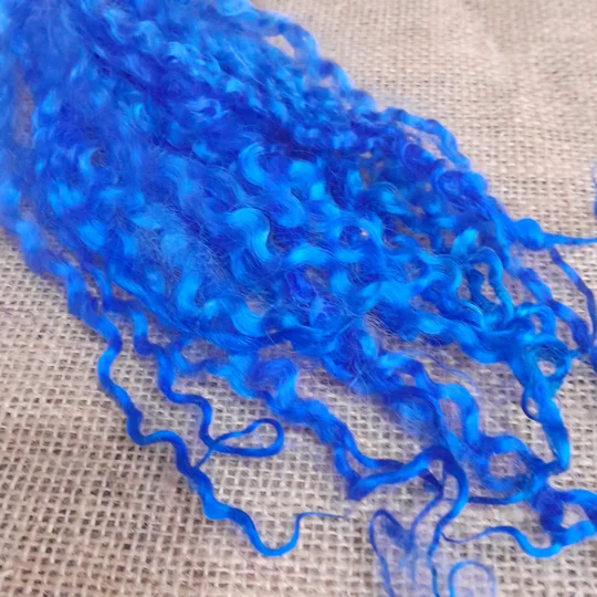 Royal Blue hand dyed 10g bunch Teeswater locks for needle felting and doll hair