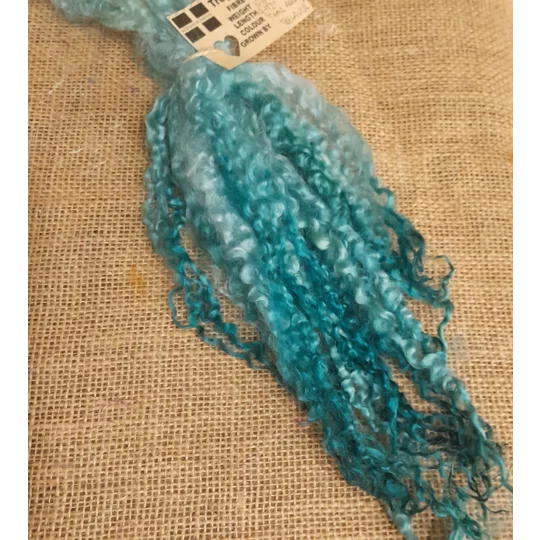 Teal and Aqua hand dyed 10g bunch Teeswater locks for needle felting and doll hair