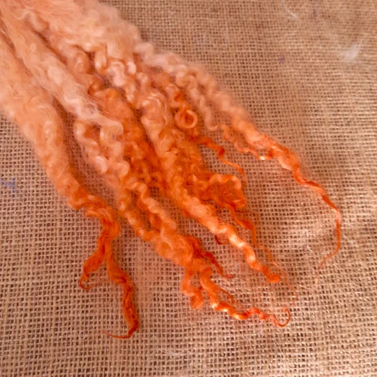 Orange Tangerine hand dyed 10g bunch Masham locks