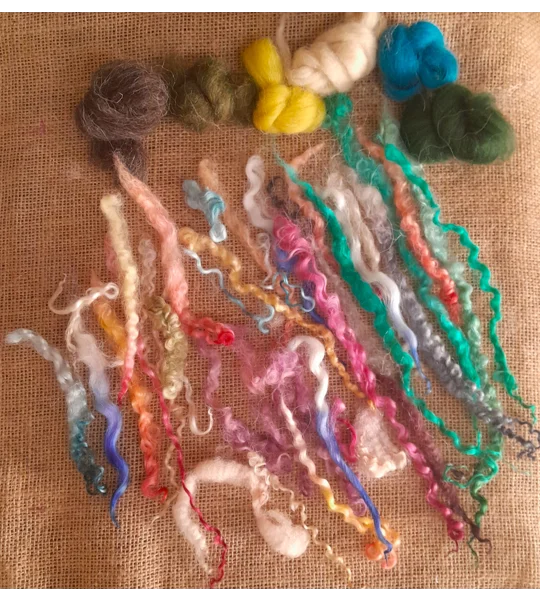mystery scoop, surprise scoop, tops, wool, felting, weaving, spinning, carded wool