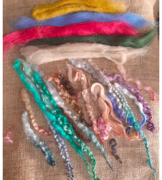 Mystery Scoop of Fibres - 30g needle felting wool, locks, carded wool and tops