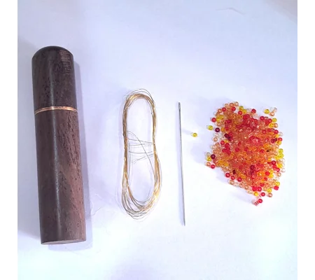 Beading Pack, Sunset colours, needle holder, needle, beads and wire