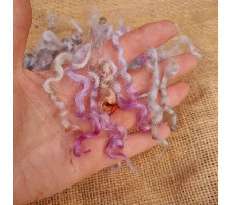 Rainbow Felting Wool, hand dyed rainbow wensleydale curly wool, 10g