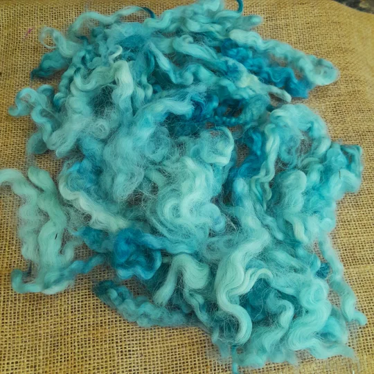 Needle Felting wool, Ocean Teal, Devon and Cornwall longwool curly wool, 10g