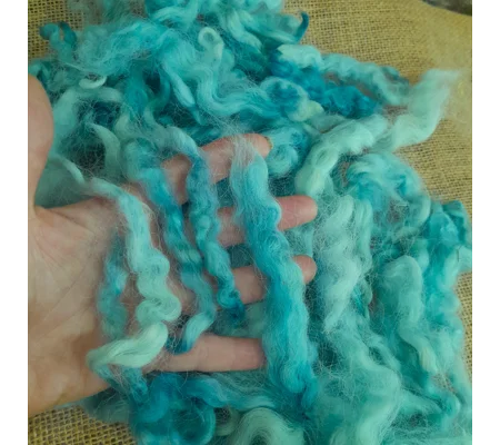 Needle Felting wool, Ocean Teal, Devon and Cornwall longwool curly wool, 10g
