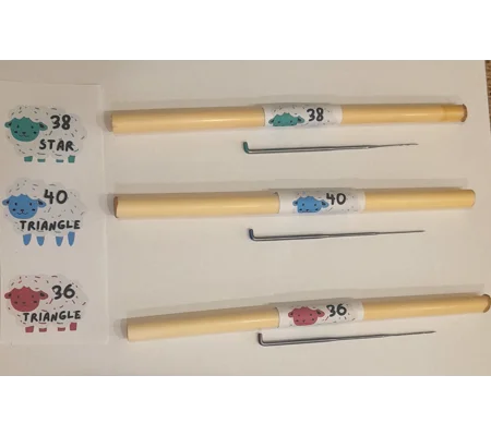 Beginners Felting Needle Pack - 1 x 36 gauge triangle, 1 x 38 gauge star, 1 x 40 gauge triangle