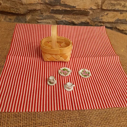 miniature tea set, tea for two set,miniature china tea cup, miniature plates, miniature picnic basket