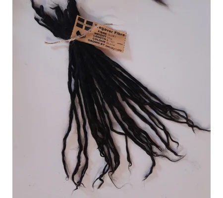 Suri Alpaca locks, 10g black, long 8-9" staple, undyed, washed, premium doll hair fibre