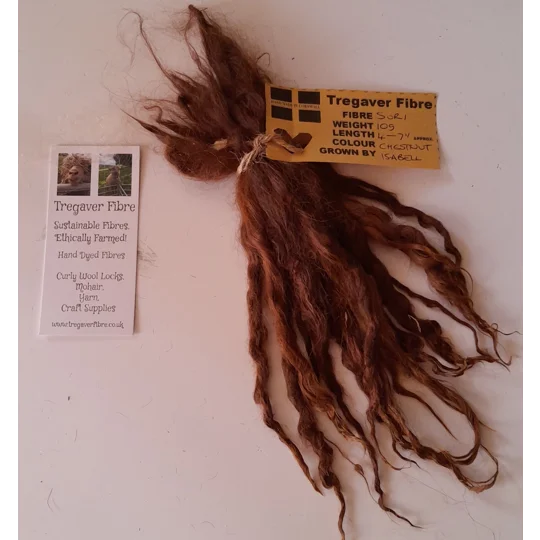 chestnut brown suri alpaca locks