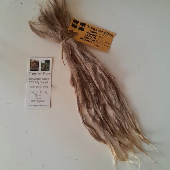 10 inch rose grey suri alpaca locks