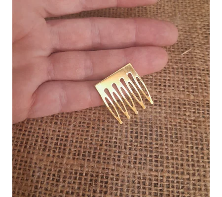 Mini Metal Doll Hair Comb in Gold
