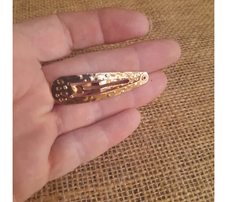 Mini Metal Doll Hair Clip in Polka Dot Gold