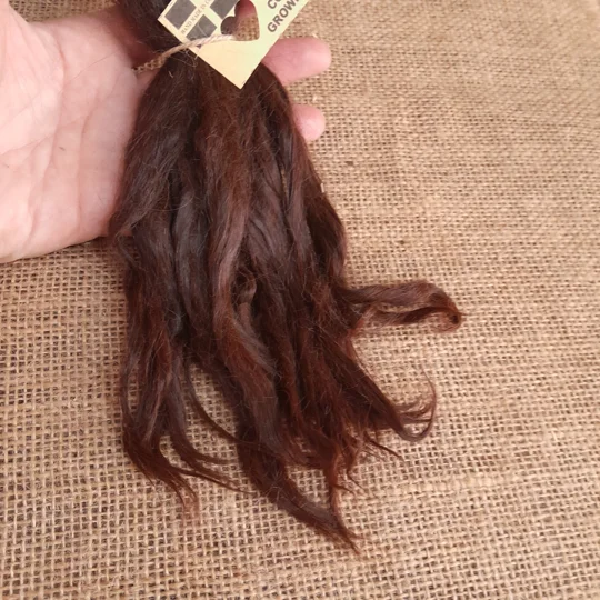 Suri Alpaca locks, 10g dark brown 6-8" undyed washed premium doll hair fibre