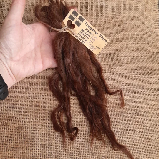 Suri Alpaca locks, 10g chestnut 9" undyed washed premium doll hair fibre