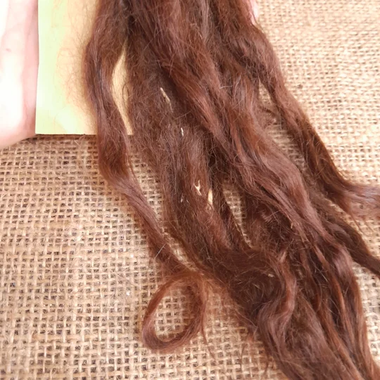 Suri Alpaca locks, 10g chestnut 9" undyed washed premium doll hair fibre