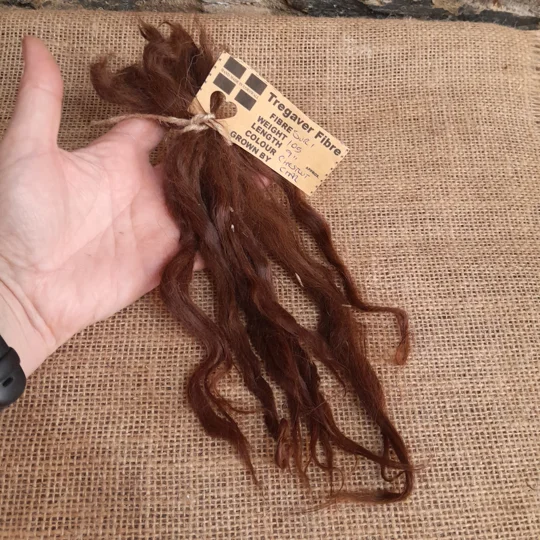 Suri Alpaca locks, 10g chestnut 9" undyed washed premium doll hair fibre