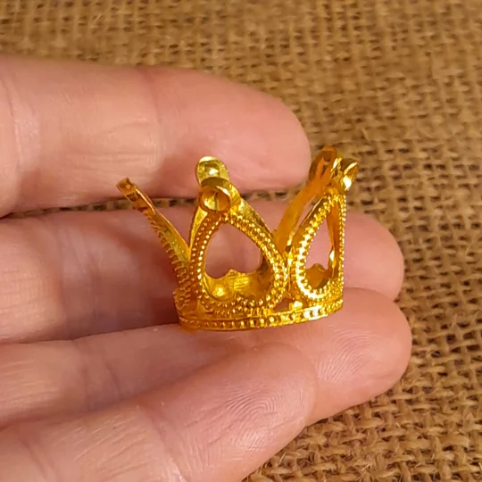 Miniature Metal Crown, silver or gold, rose gold 3cm