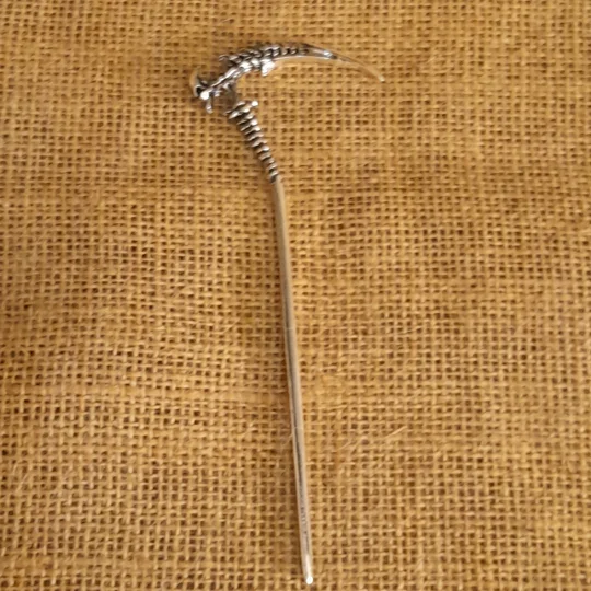 Miniature Metal Scythe with Skull detail