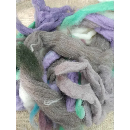 Lucky Dip Bulk Carded Mix of different fibre 100g - wool, mohair & alpaca mix, for weaving, felting