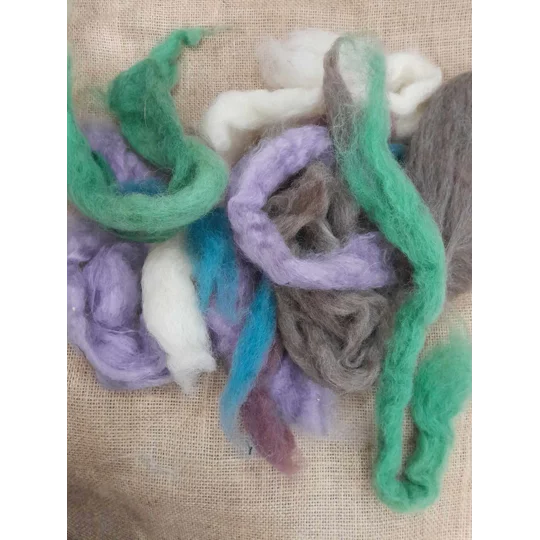 Lucky Dip Bulk Carded Mix of different fibre 100g - wool, mohair & alpaca mix, for weaving, felting