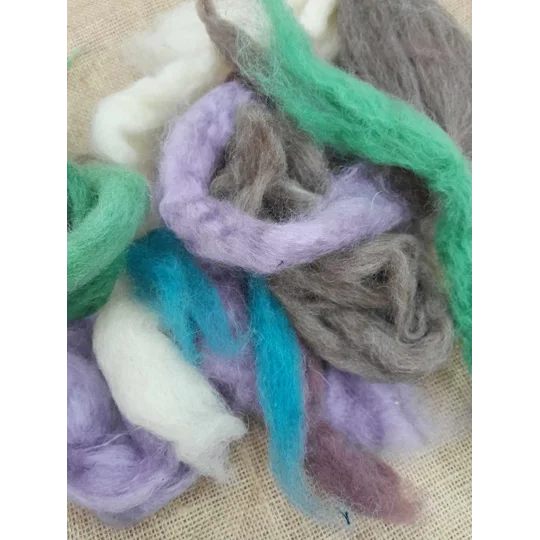 Lucky Dip Bulk Carded Mix of different fibre 100g - wool, mohair & alpaca mix, for weaving, felting