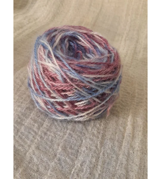 Goatally Gorgeous Pure Mohair Yarn, Hand Dyed in Carnival blue/cream/pink/purple tones (v)