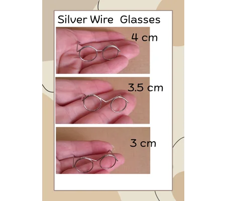 Miniature wire glasses silver colour 3 sizes to choose from