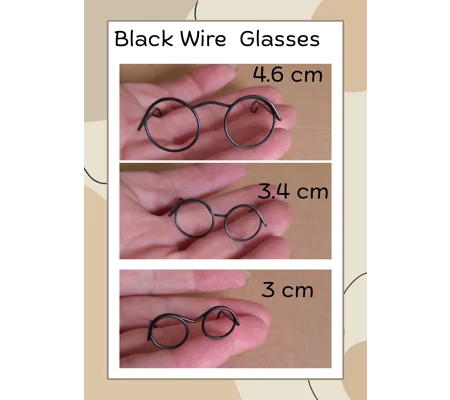 Miniature wire glasses black colour 3 sizes to choose from