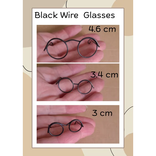 black wire glasses in three sizes