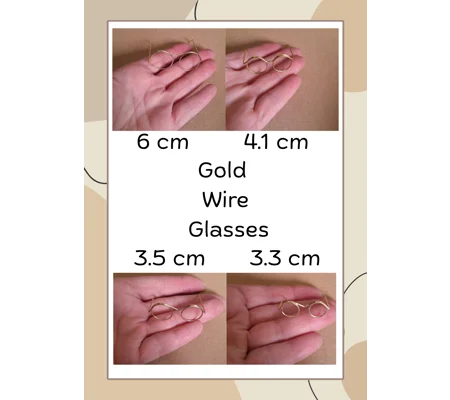 Miniature wire glasses gold colour 4 sizes to choose from