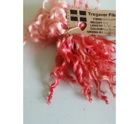 Red Pink and Coral curly wool locks, 10g