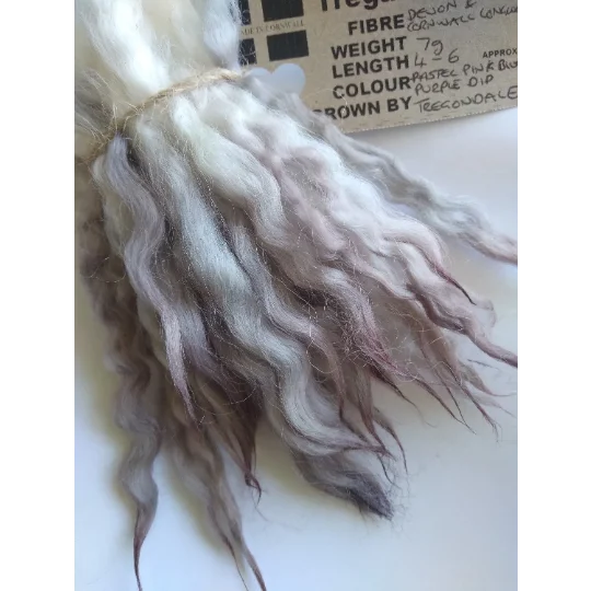 pastel pink blue purple wavy crimped mini wool locks,