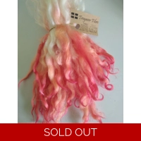 curly wavy wool locks, hot pink and coral, 28g
