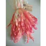 curly wavy wool locks, hot pink and coral, 28g