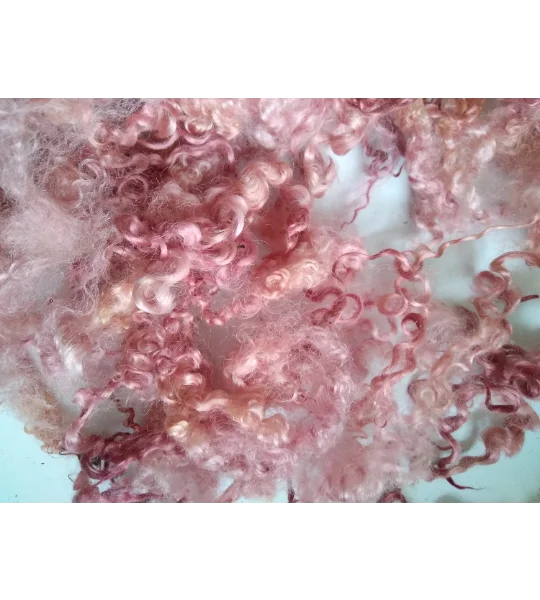 tea rose pink teeswater loose curly wool 10g