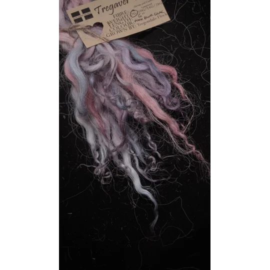 Pink blue and Lilac curly wool locks, 7g, Devon and Cornwall Longwool