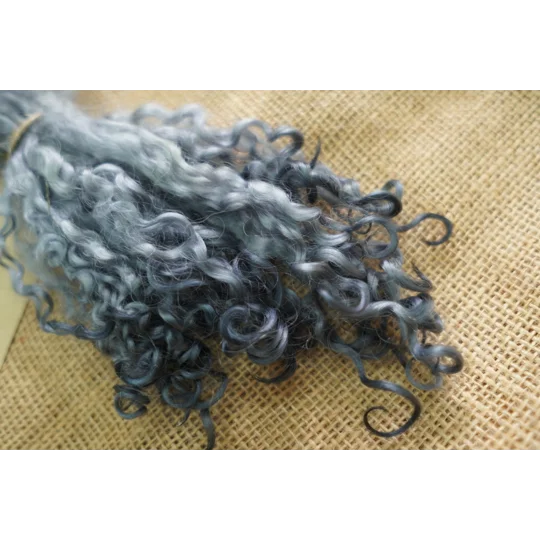 Hand dyed teeswater wool , hand dyed curly wool locks, grey felting wool, silver felting wool for felters, felting, doll makers, doll hair, and other fibre arts